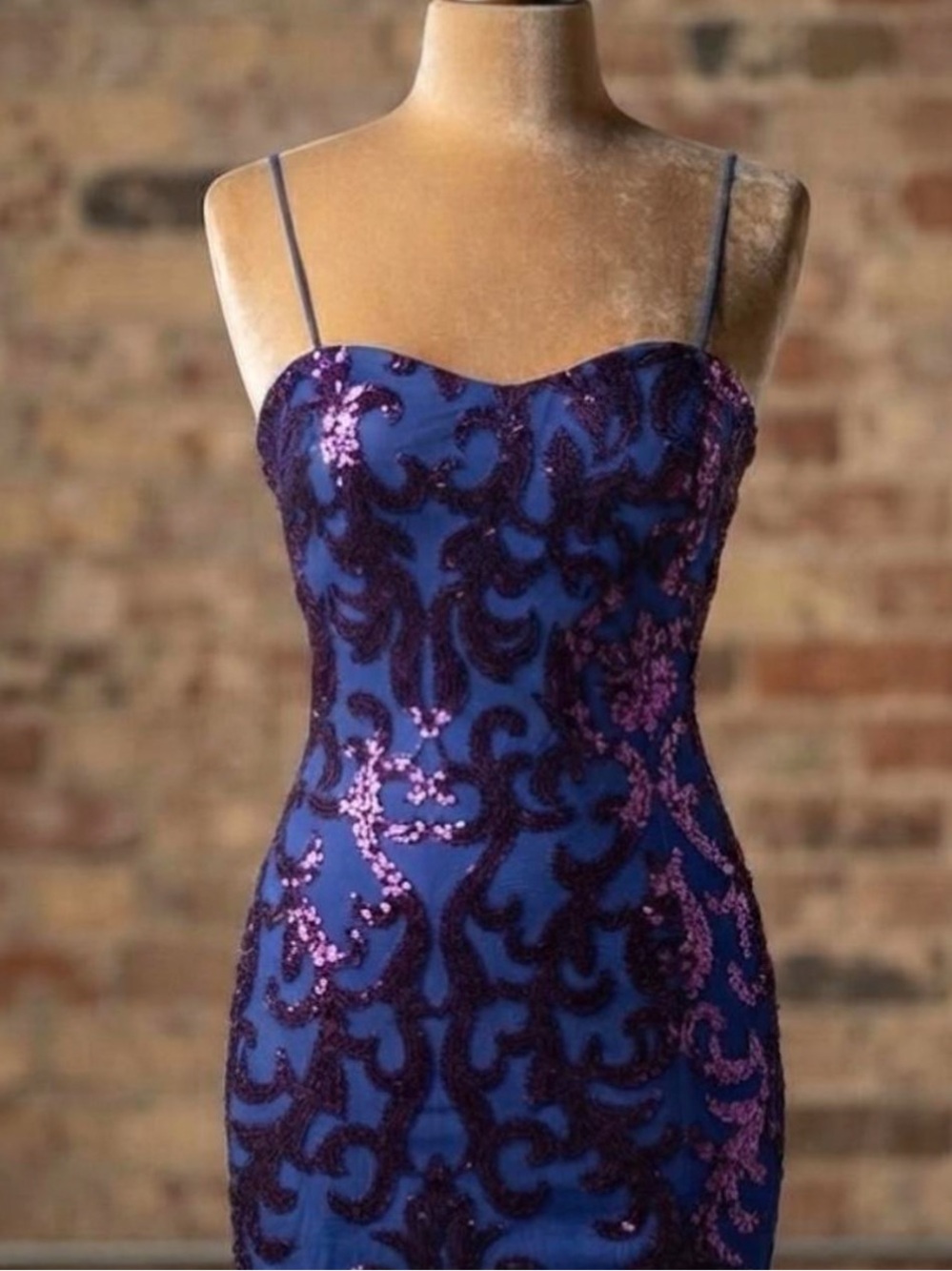 Windsor Royal Blue Mini Dress with Purple Sequin Swirl